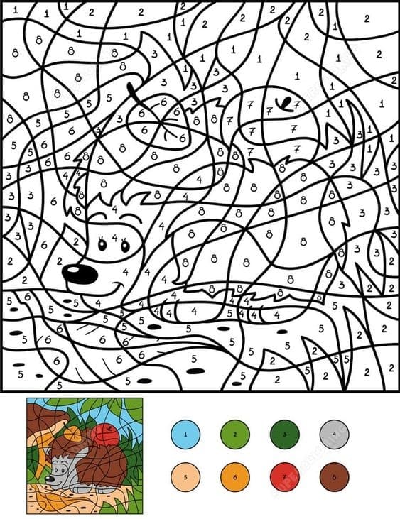 Free Printable Hedgehog Color By Number