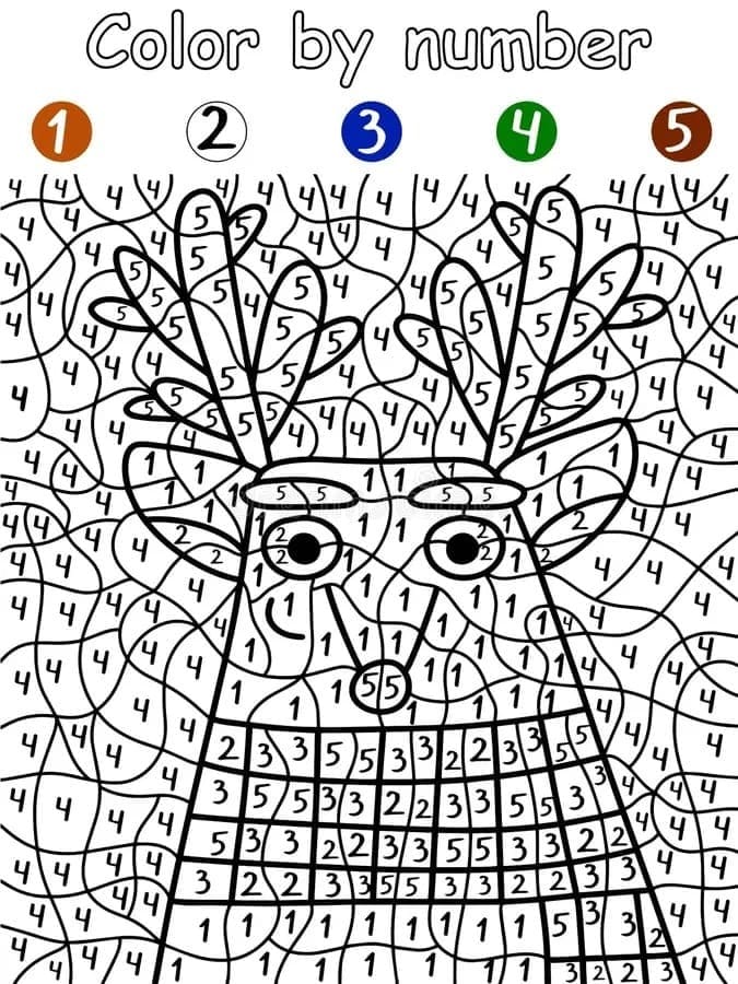 Free Printable Reindeer Color by Number Color By Number