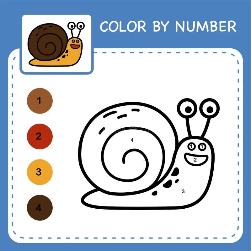 Free Printable Snail Color By Number