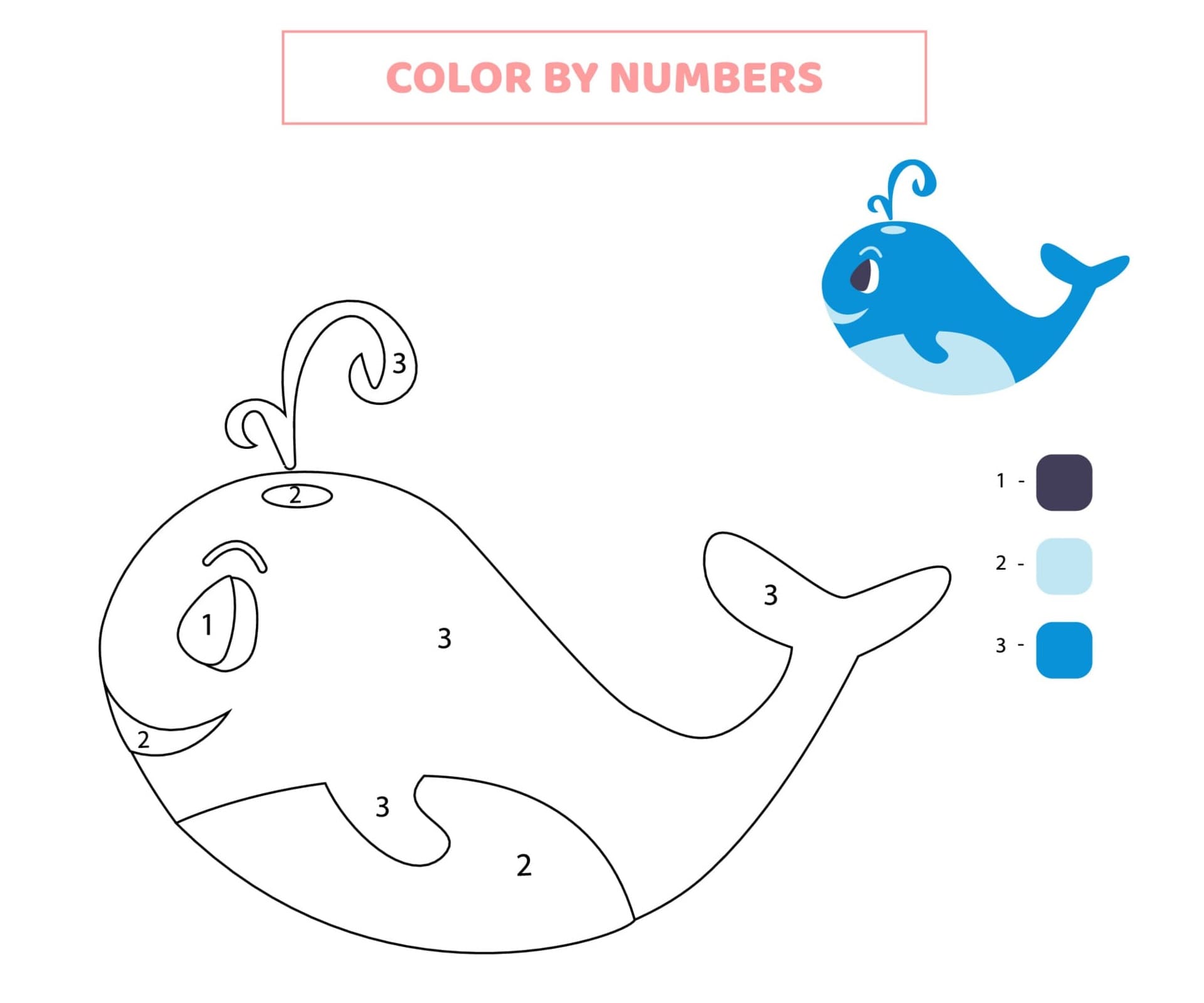 Free Printable Whale Color By Number Color By Number