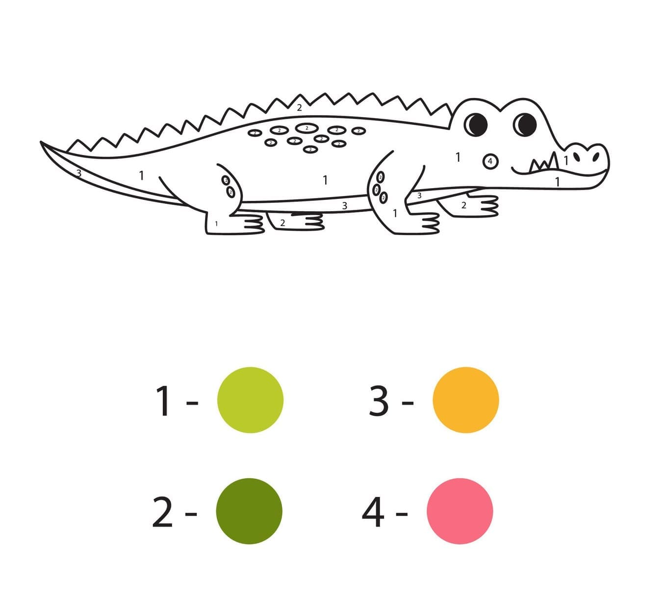 Funny Alligator Color by Number