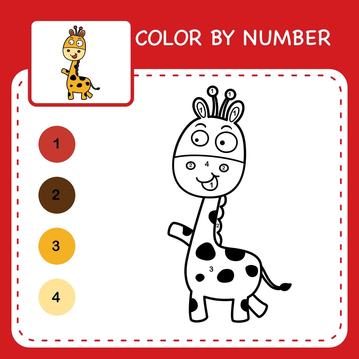 Giraffe Color By Number For Free Color By Number