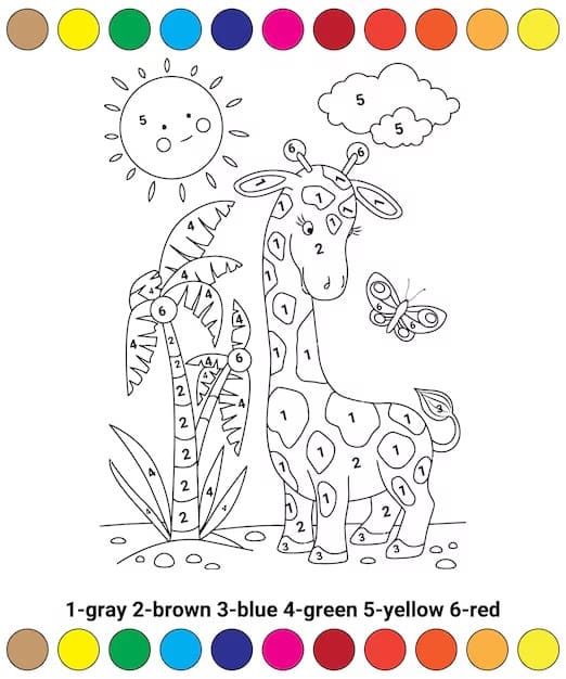 Giraffe Color By Number Free Printable