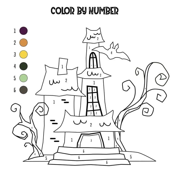 Halloween Castle Color By Number