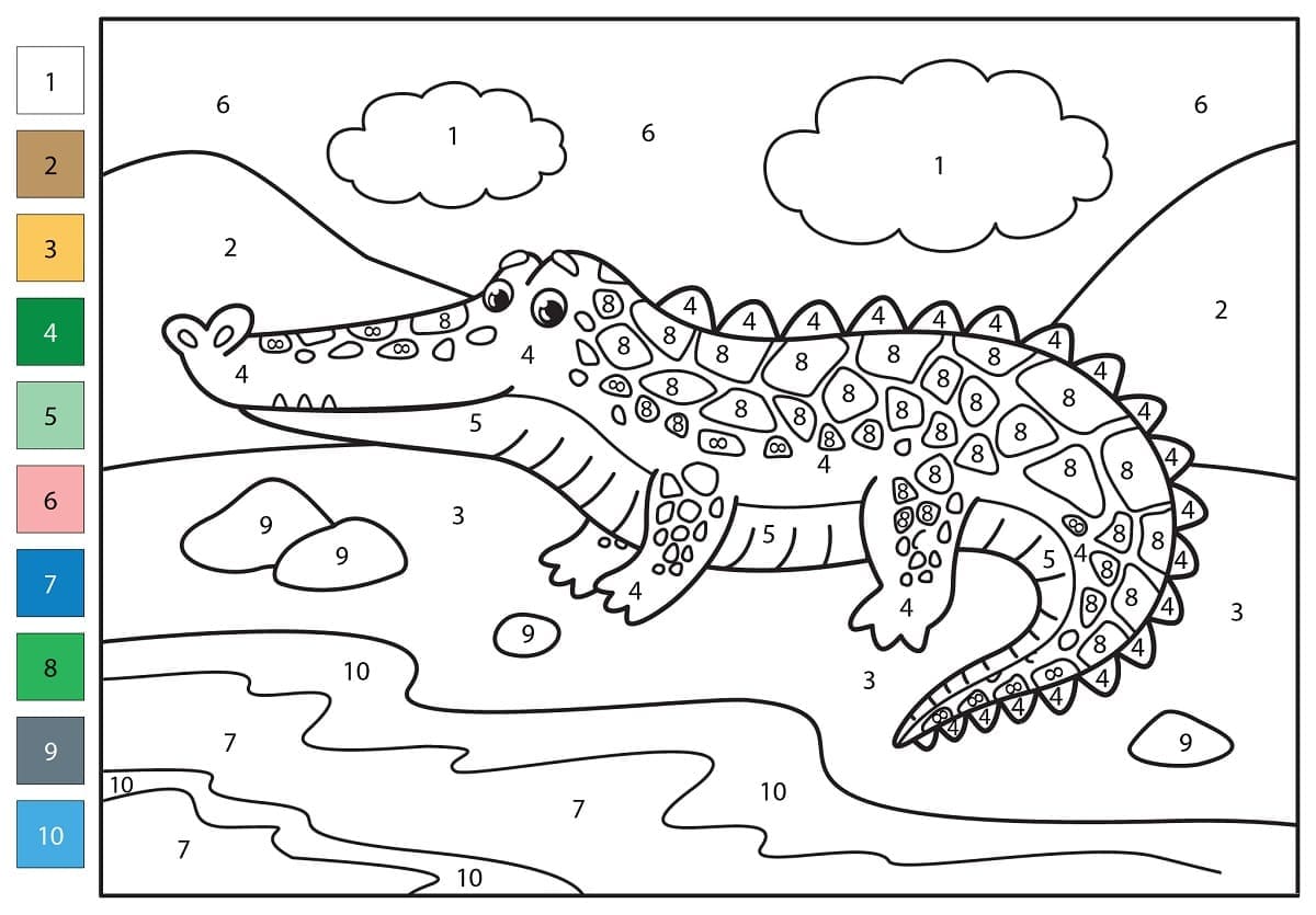 Happy Alligator Color by Number Color By Number