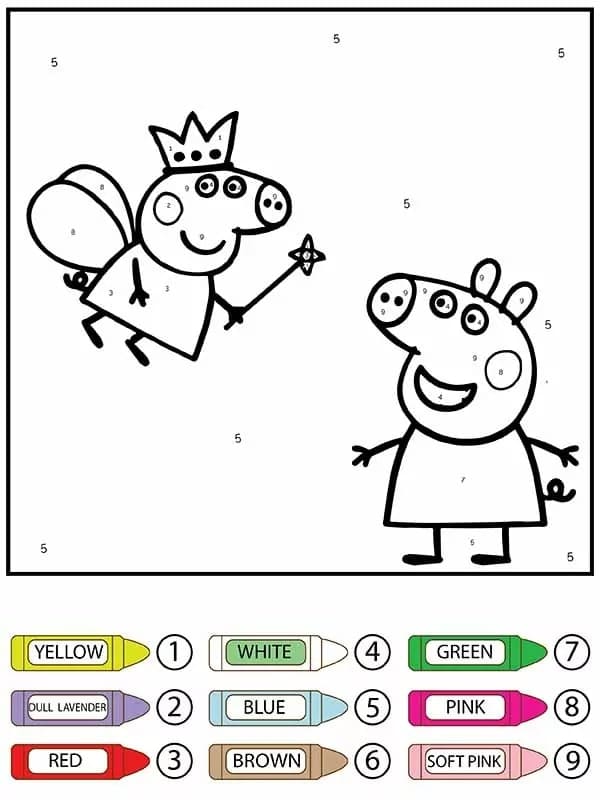 Happy Peppa Pig Color By Number