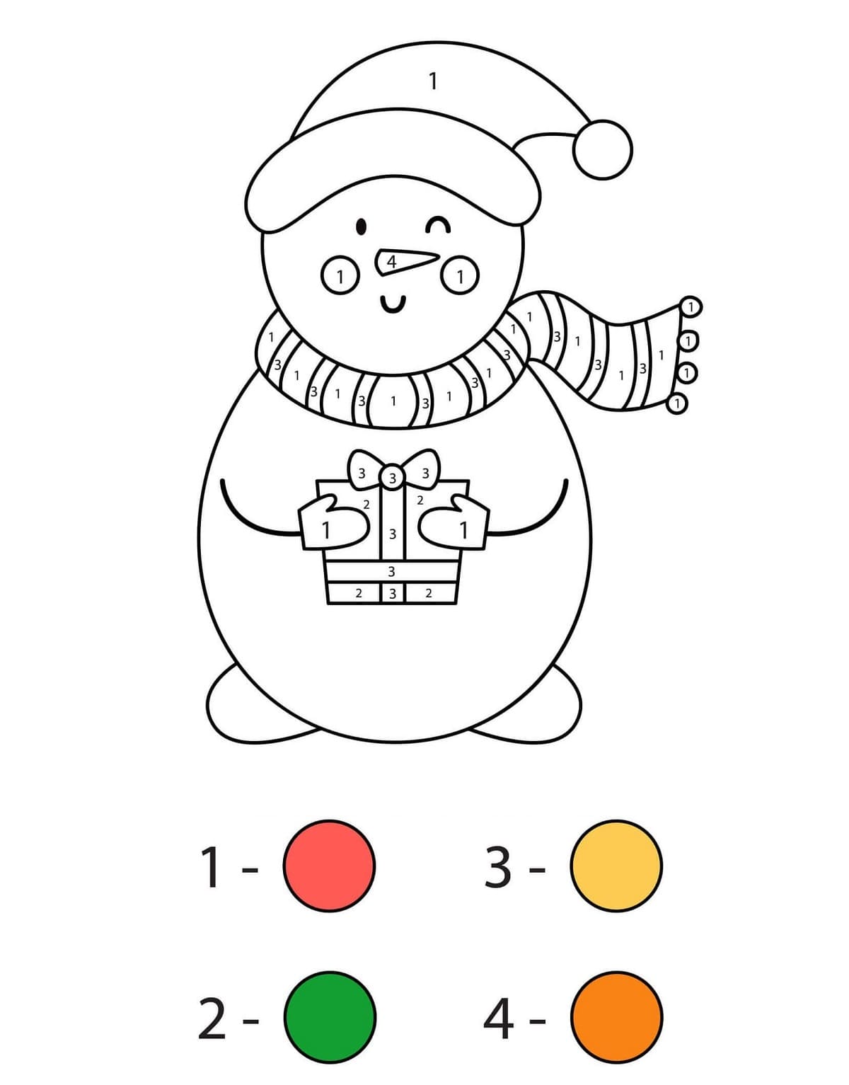 Happy Snowman Color By Number