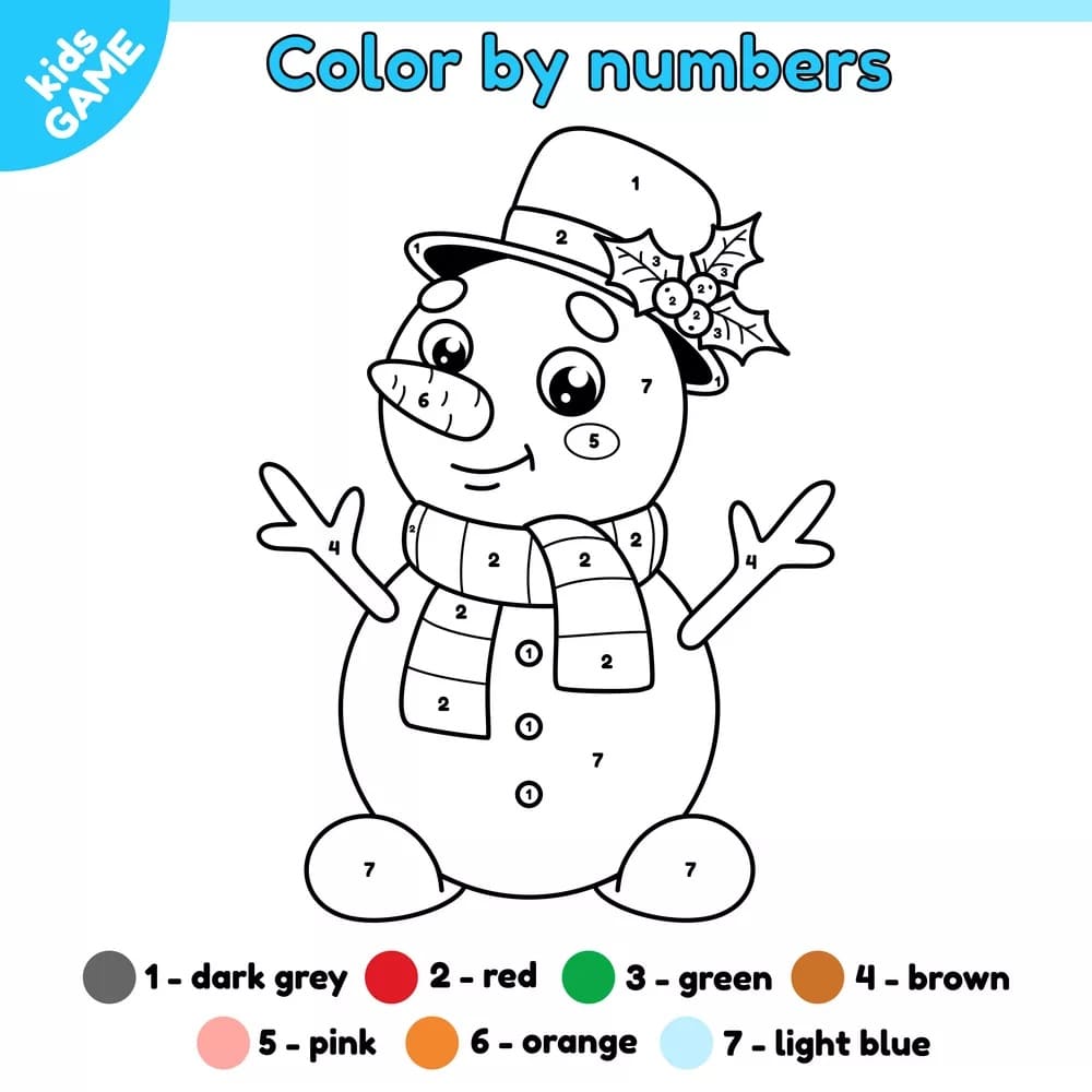 Little Snowman Color By Number