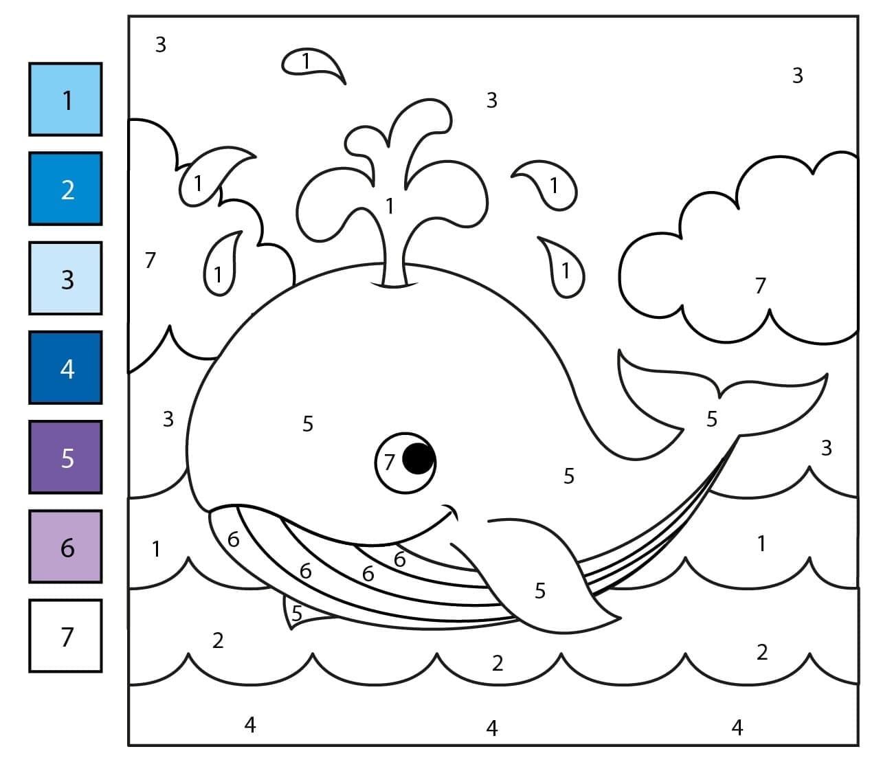 Lovely Whale Color By Number