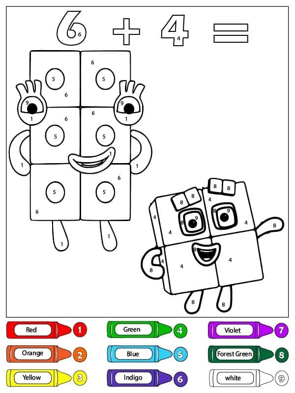 Numberblocks Color By Number For Kindergarten Color By Number