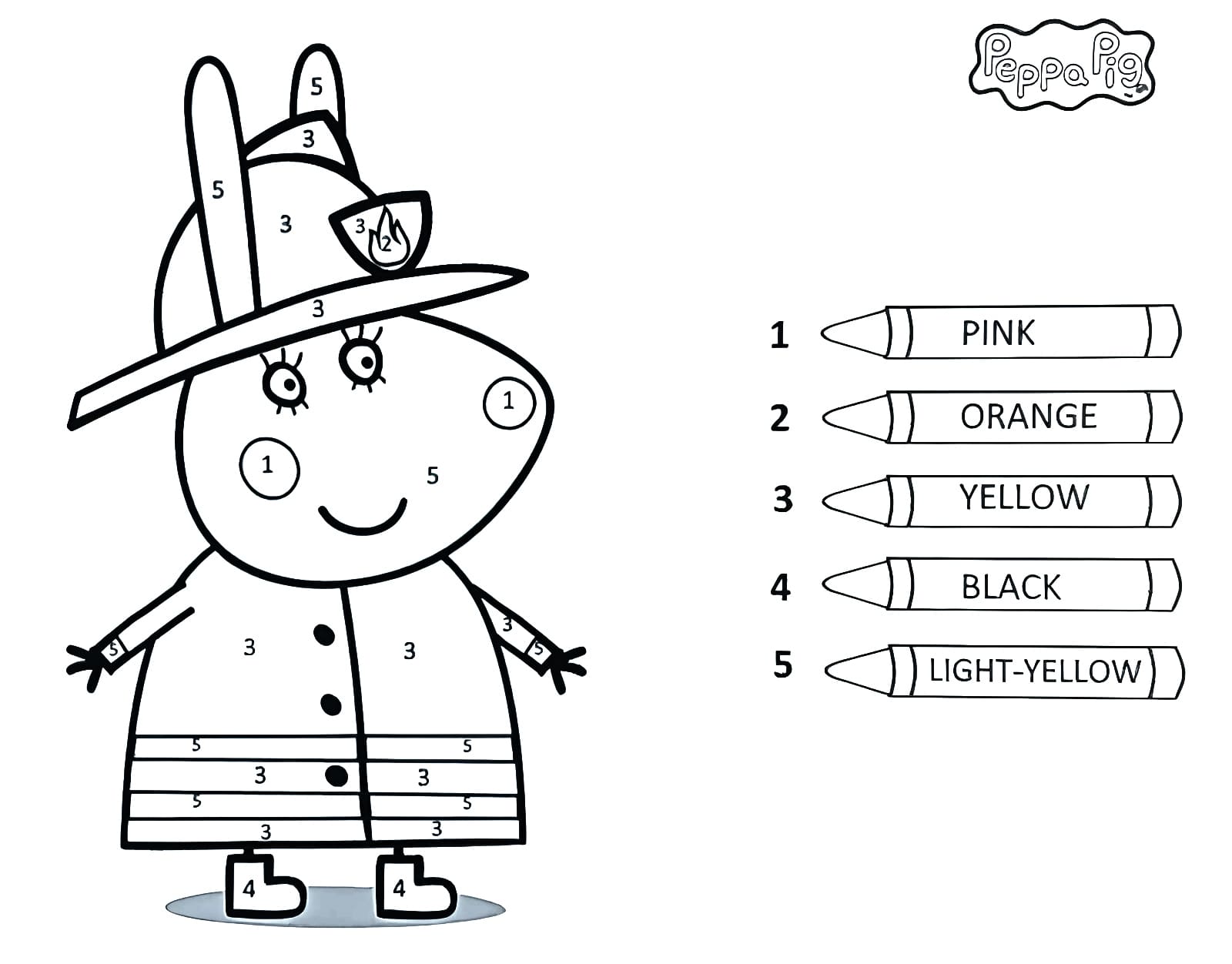 Peppa Pig Color By Number Free Printable Color By Number