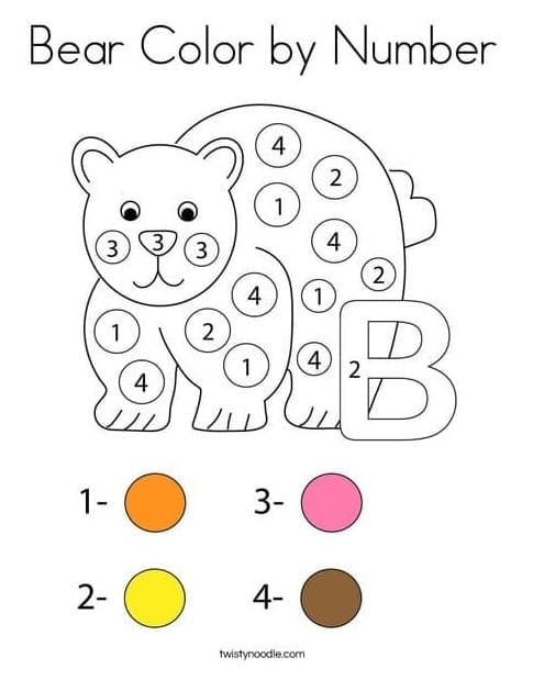 Print Bear Color By Number Color By Number