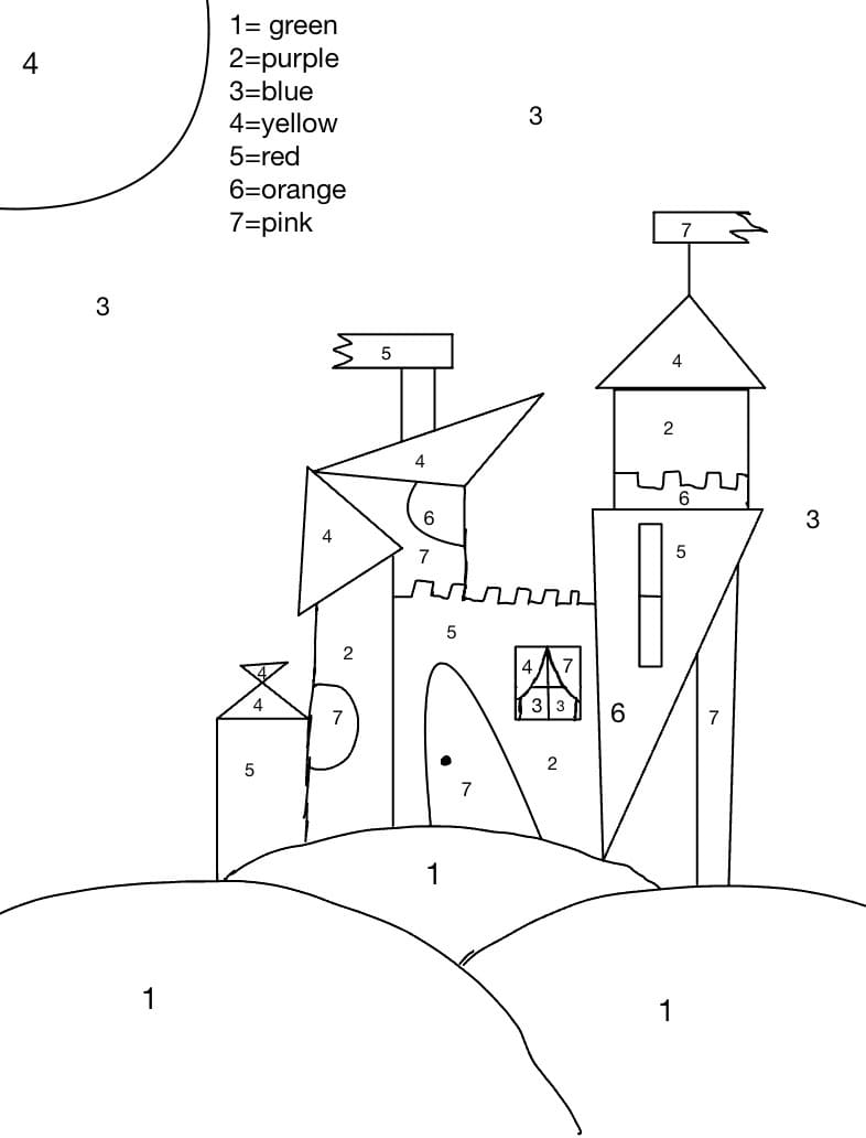 Print Castle Color By Number