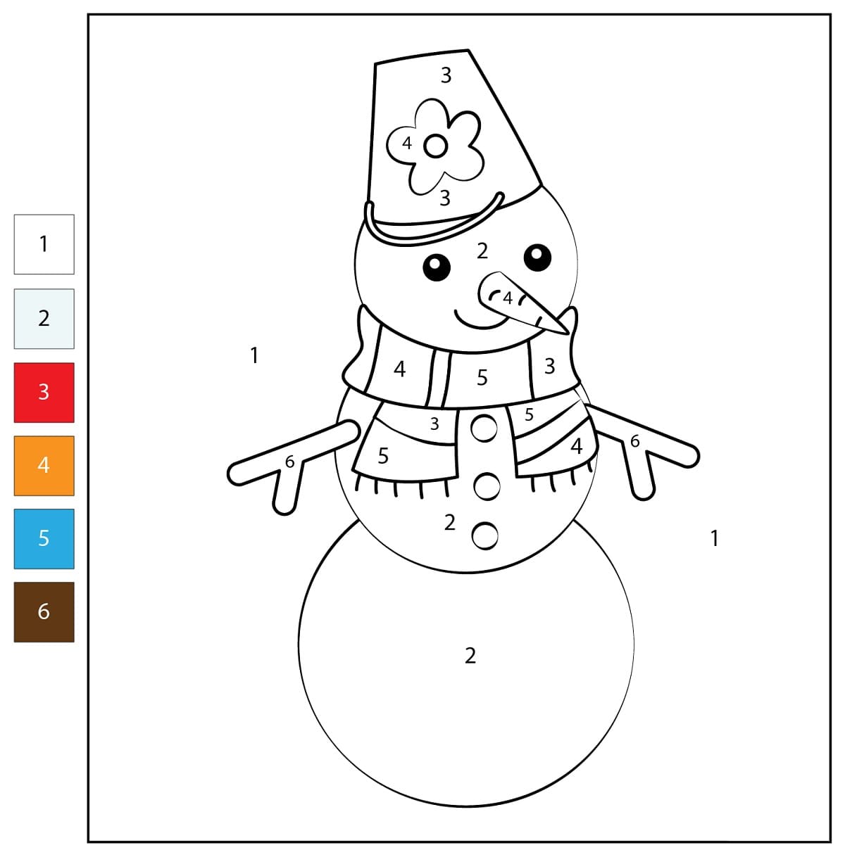 Print Snowman Color By Number