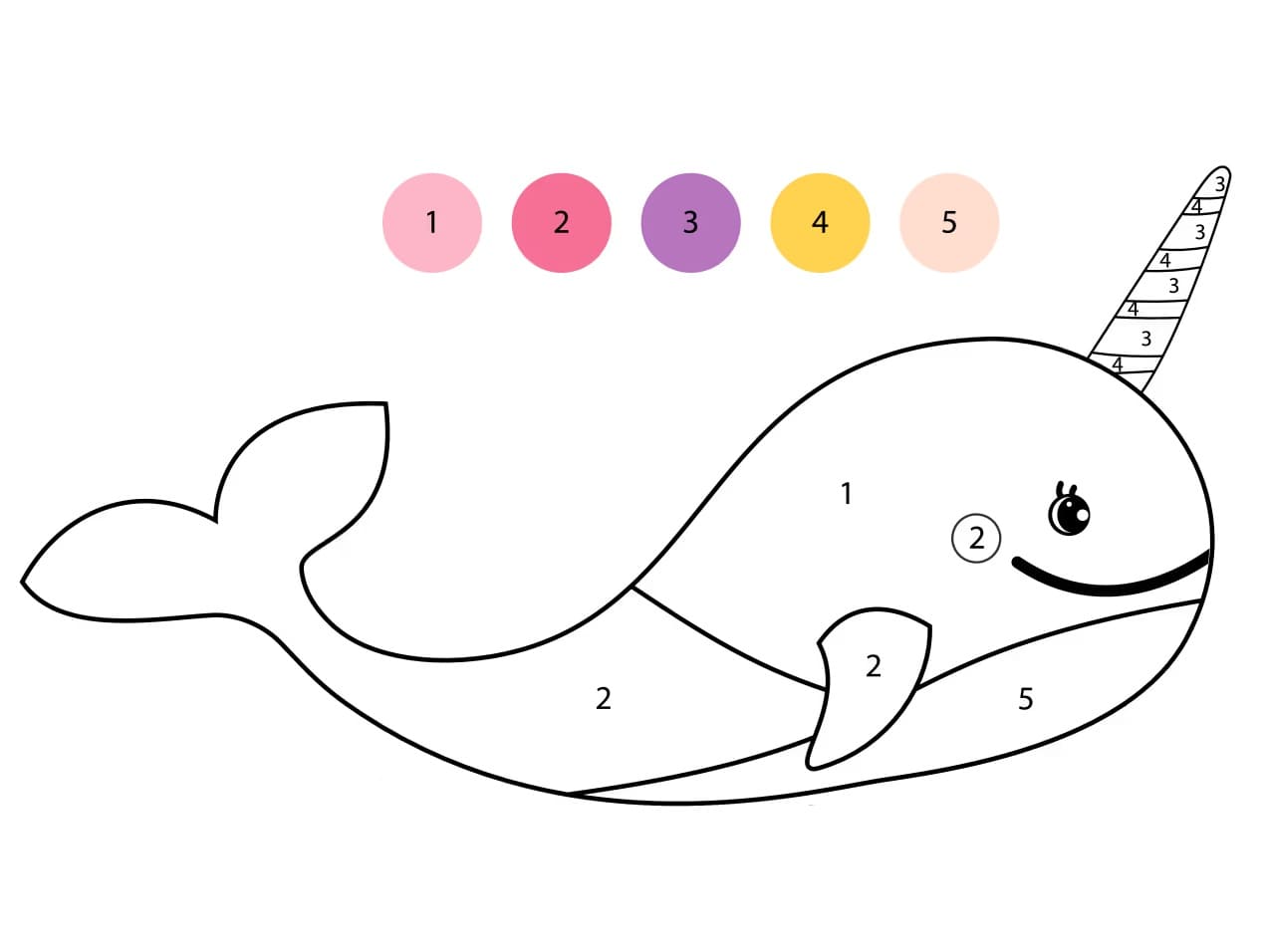 Print Whale Color By Number