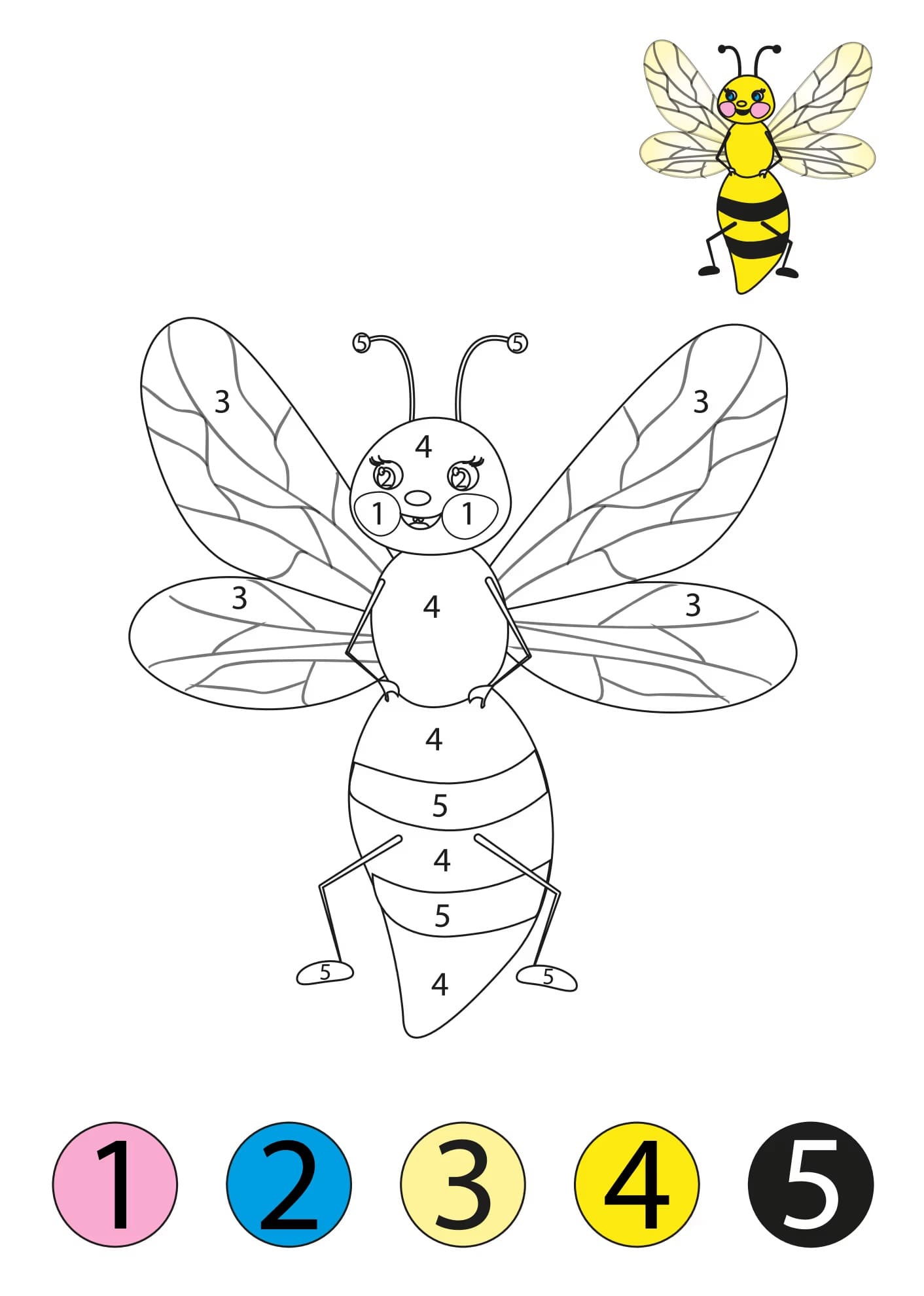 Printable Bee Color By Number