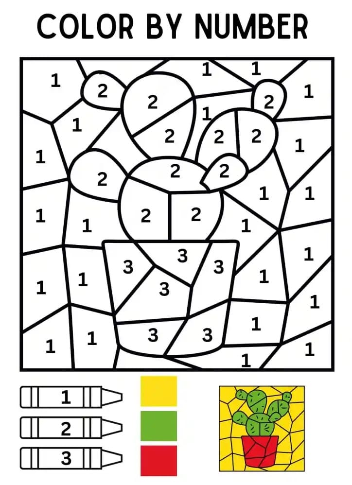 Printable Cactus Color By Number Color By Number