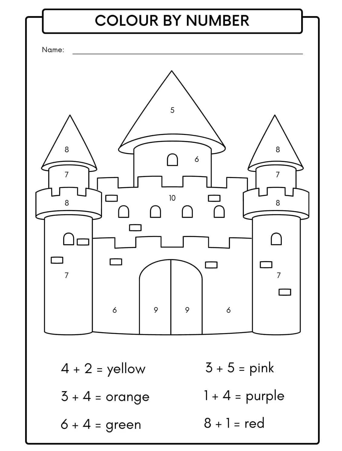 Printable Castle Color By Number