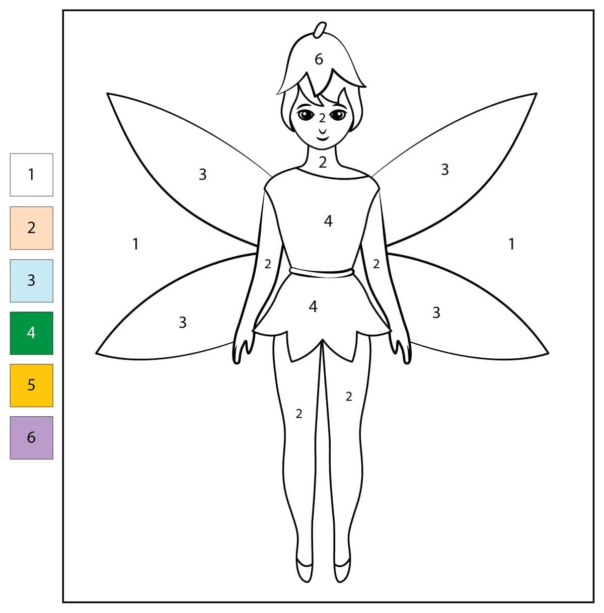 Printable Fairy Color By Number Color By Number