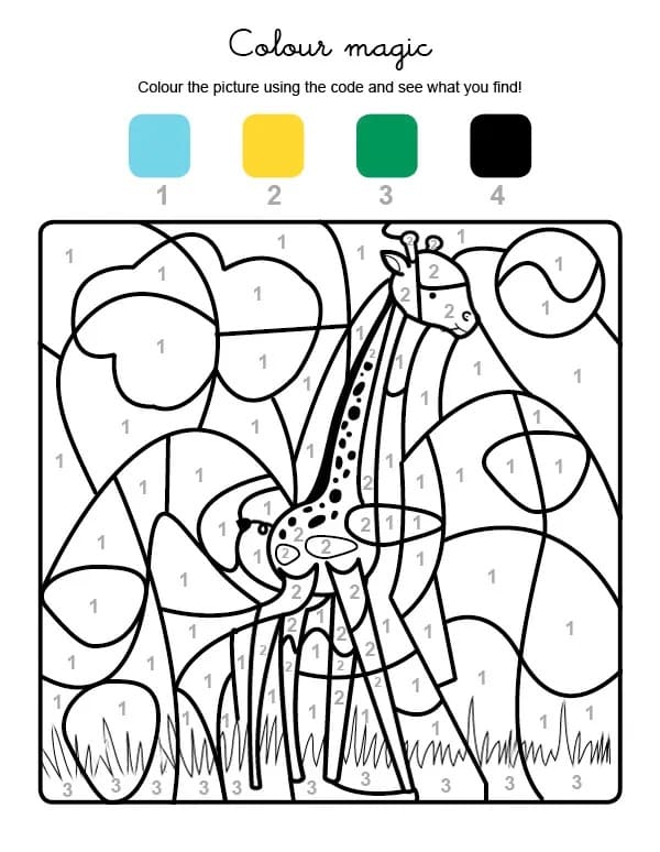 Printable Giraffe Color By Number