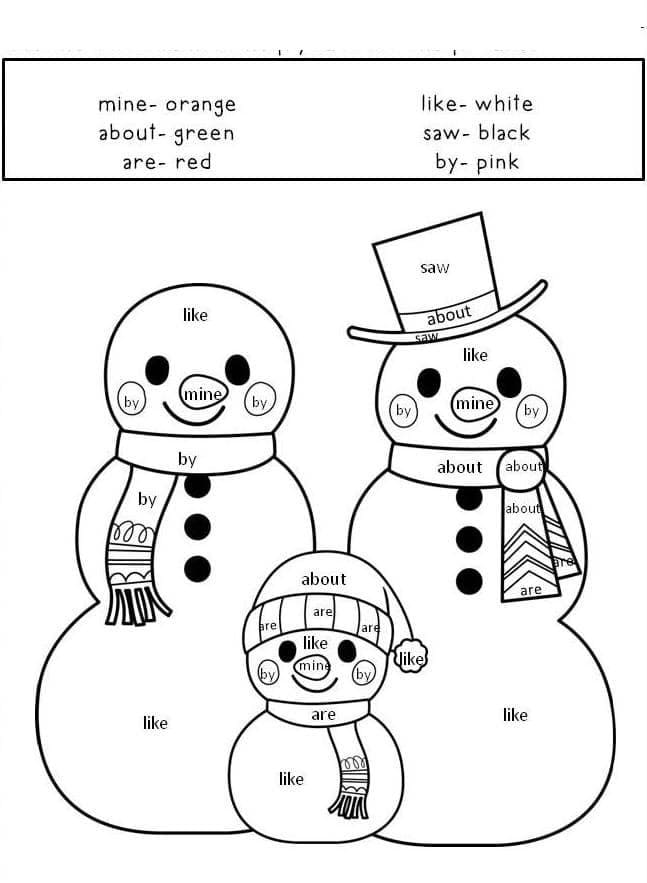 Printable Snowman Color By Number