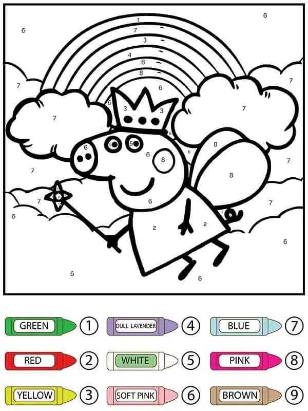 Rainbow Peppa Pig Color By Number Color By Number