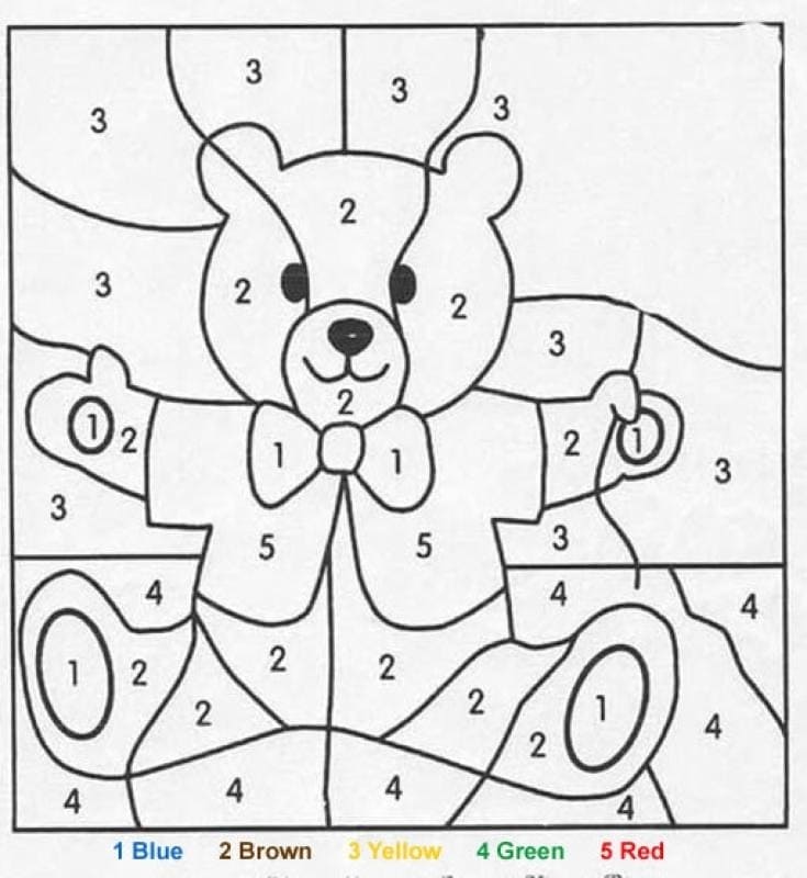 Simple Bear Color By Number Color By Number