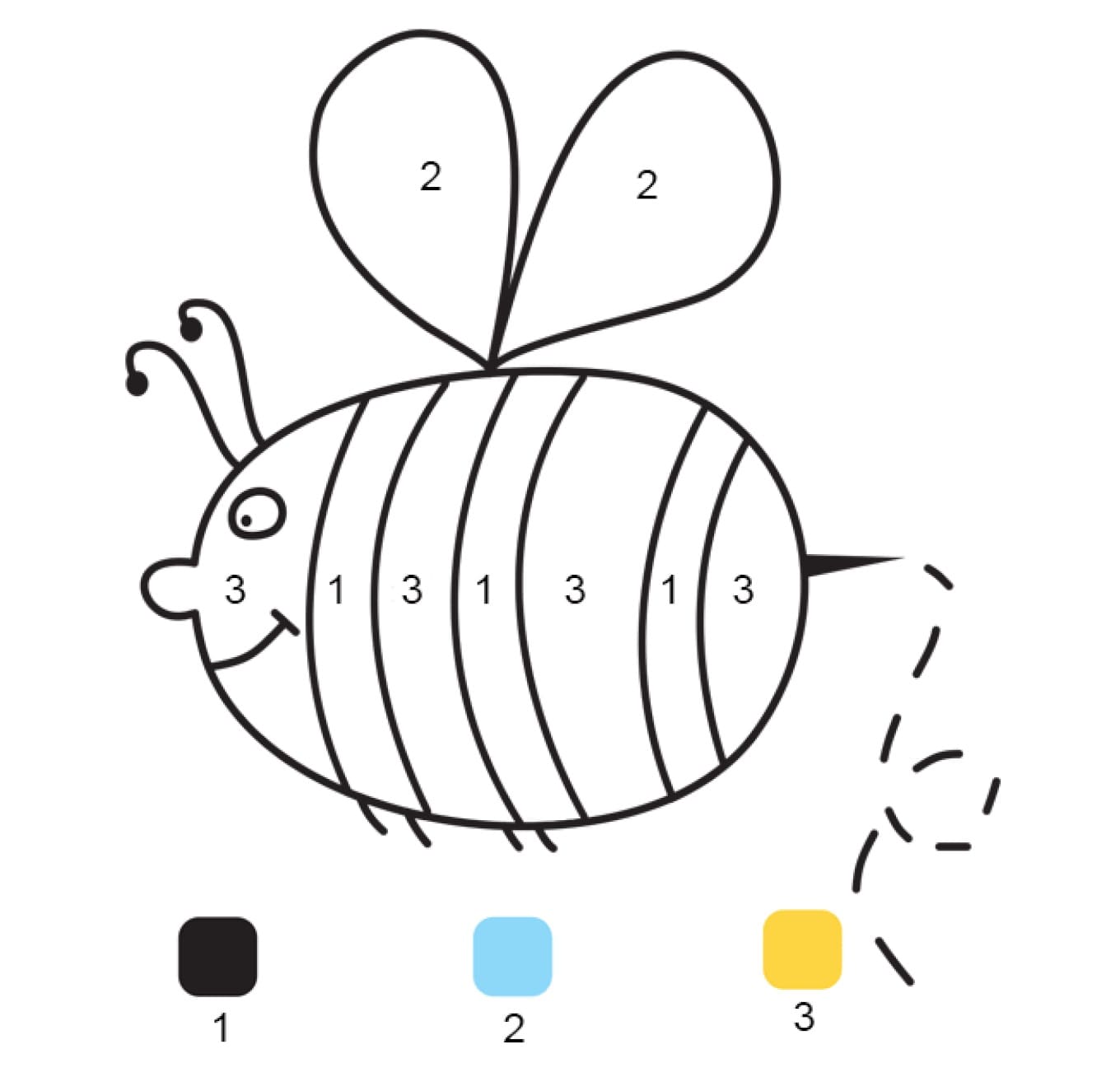 Simple Bee Color By Number