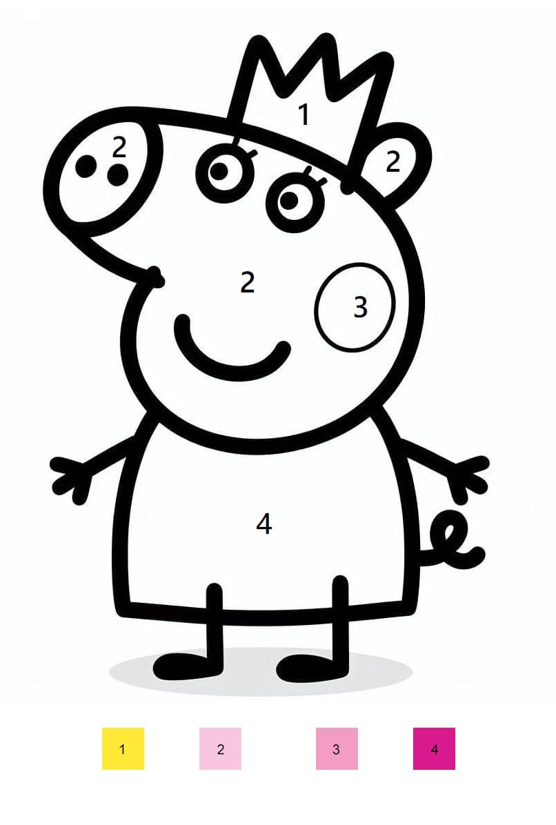 Simple Peppa Pig Color By Number Color By Number