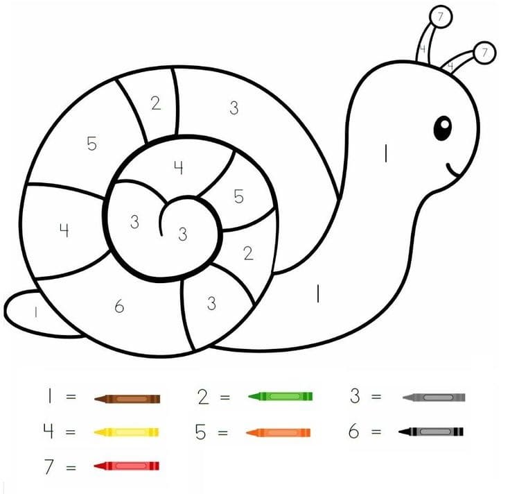 Simple Snail Color By Number Color By Number