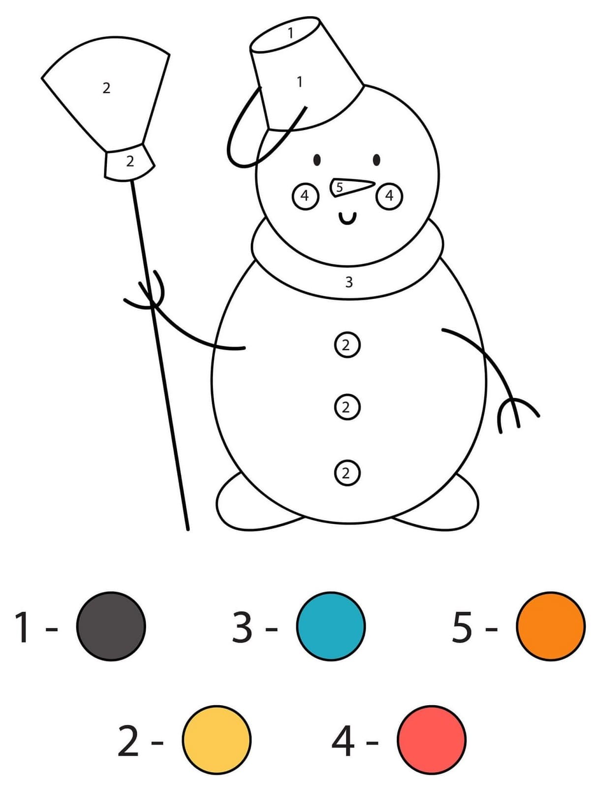 Simple Snowman Color By Number