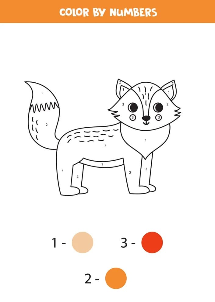 Smiling Fox Color By Number Color By Number