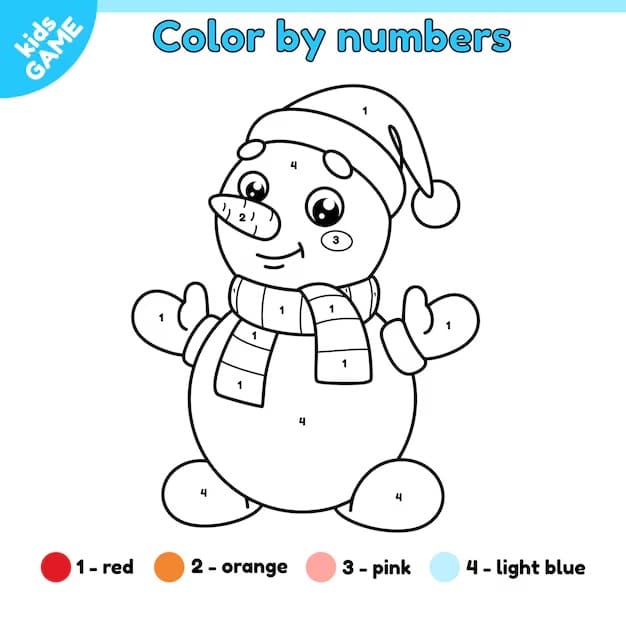 Snowman Color By Number For Free Color By Number