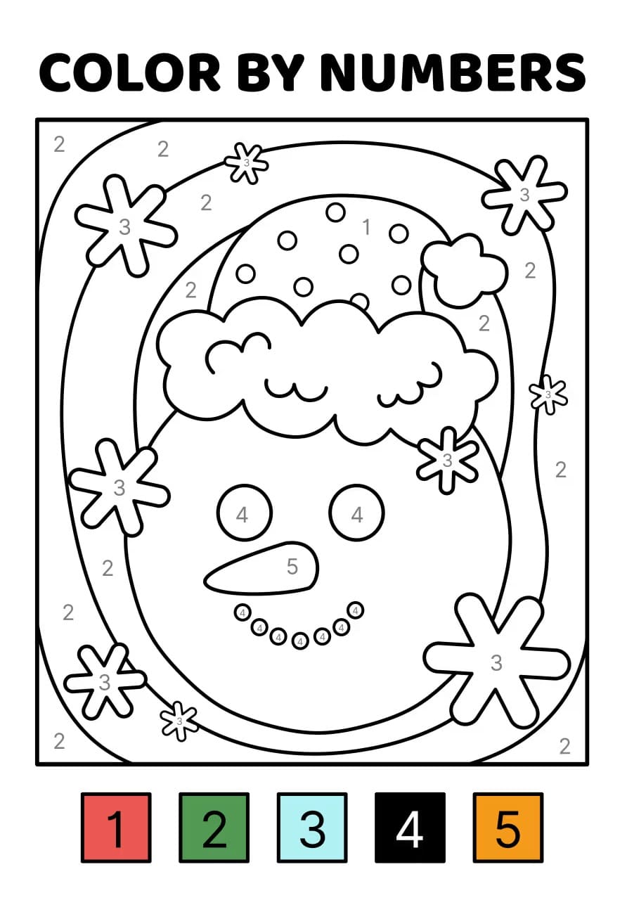 Snowman Color By Number Free Printable