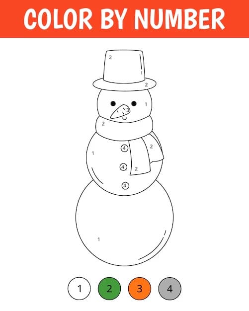 ]Snowman Color By Number Free