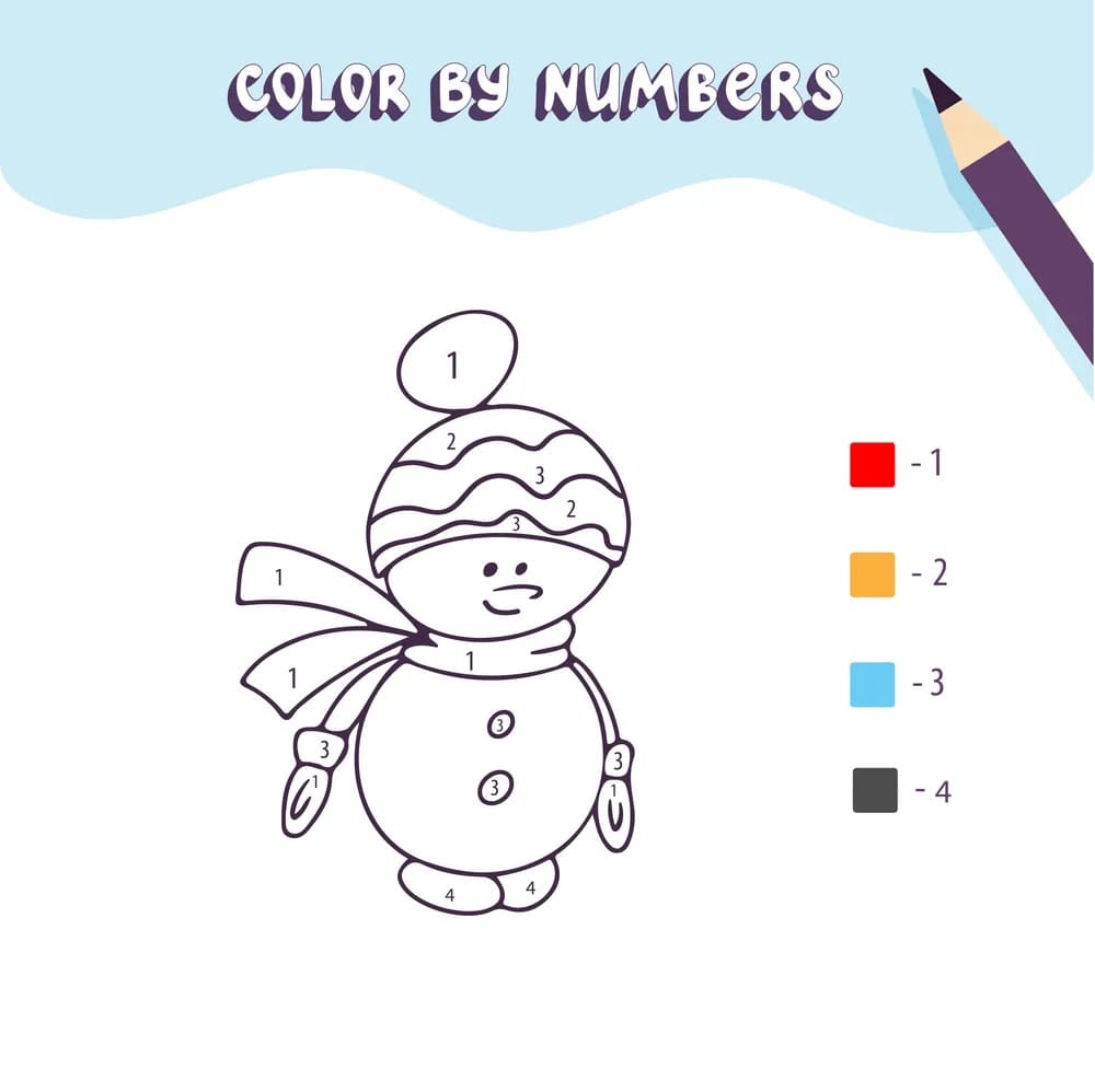 Snowman Color By Number Printable Color By Number