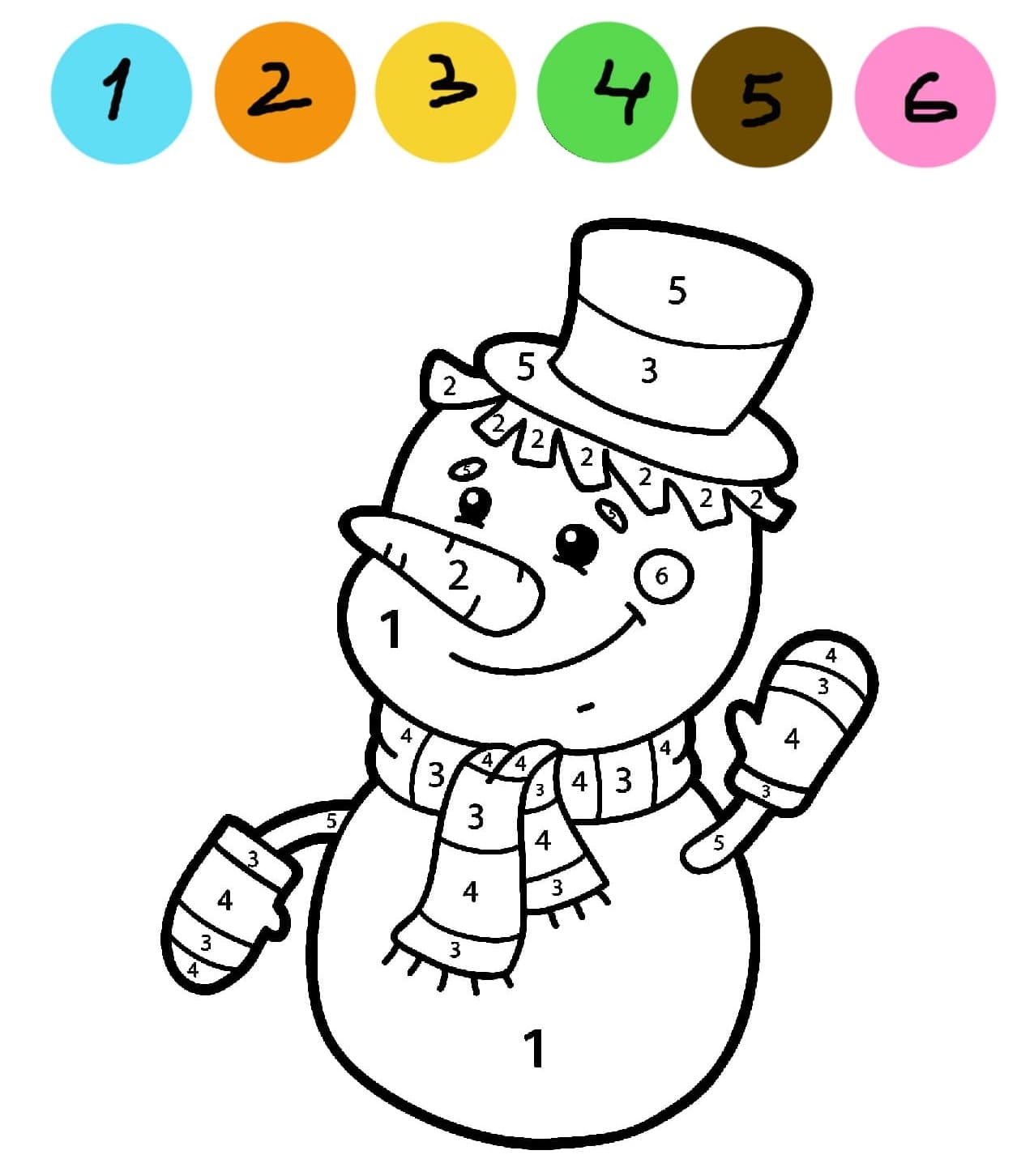 Snowman Color By Number Sheet Color By Number