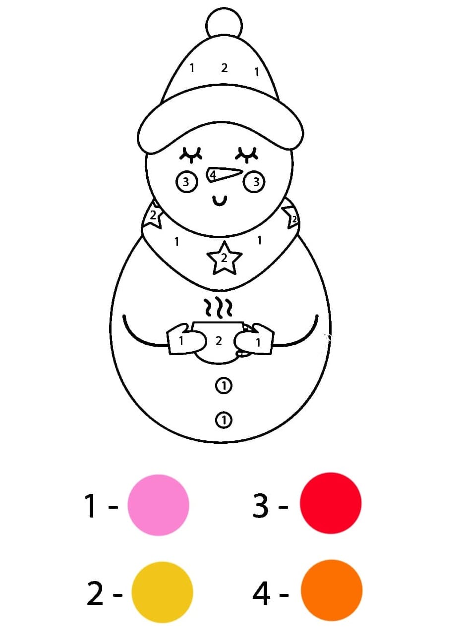 Snowman Color By Number Worksheet Color By Number