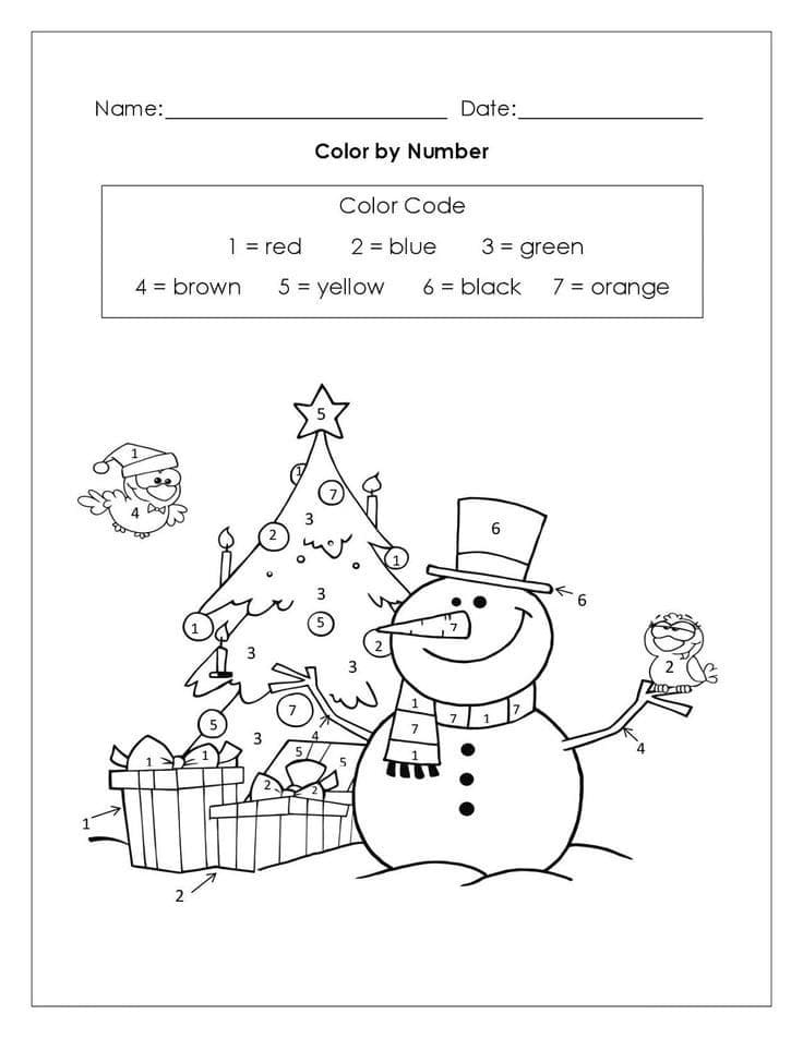 Snowman Color By Number to Print Color By Number