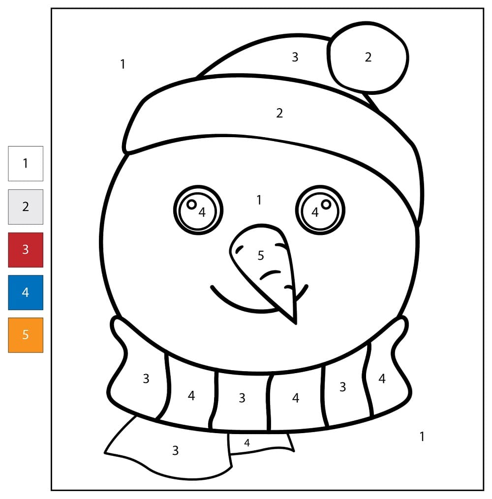 Snowman Face Color By Number Color By Number