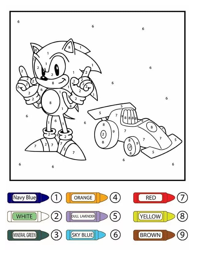 Sonic Color By Number Printable