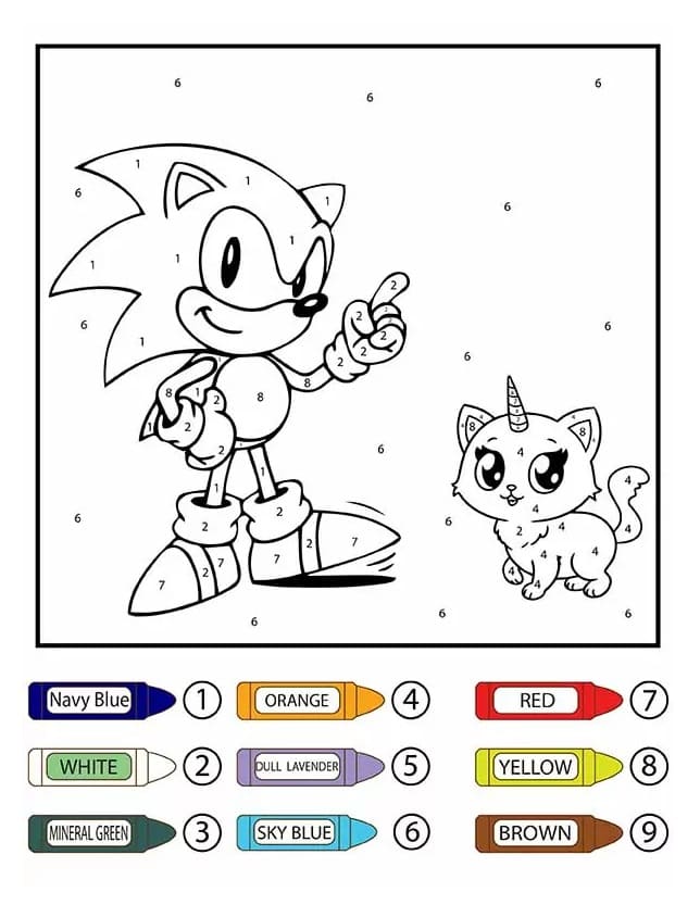 Sonic Color By Number Sheet Color By Number