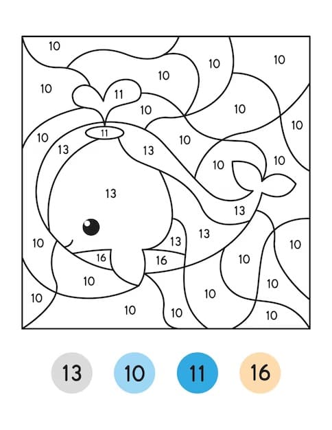 Whale Color By Number For Free Color By Number