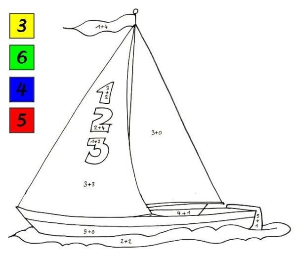 Boat Color By Number Math