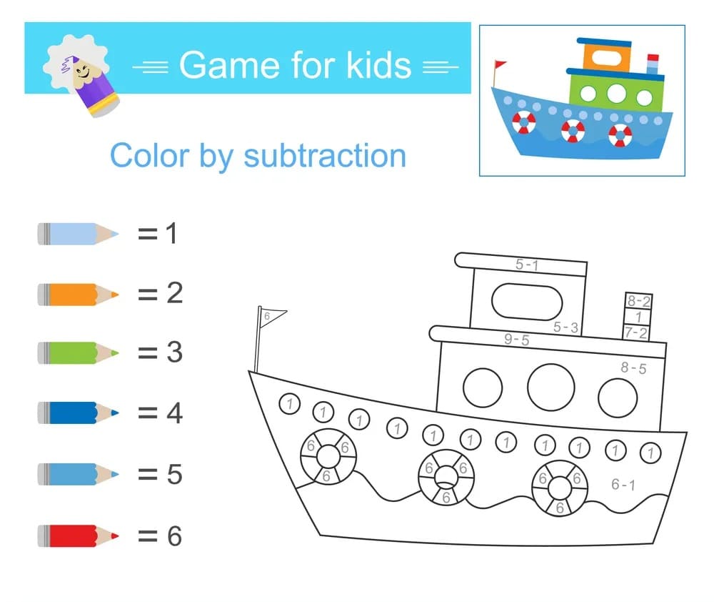 Boat Color By Subtraction