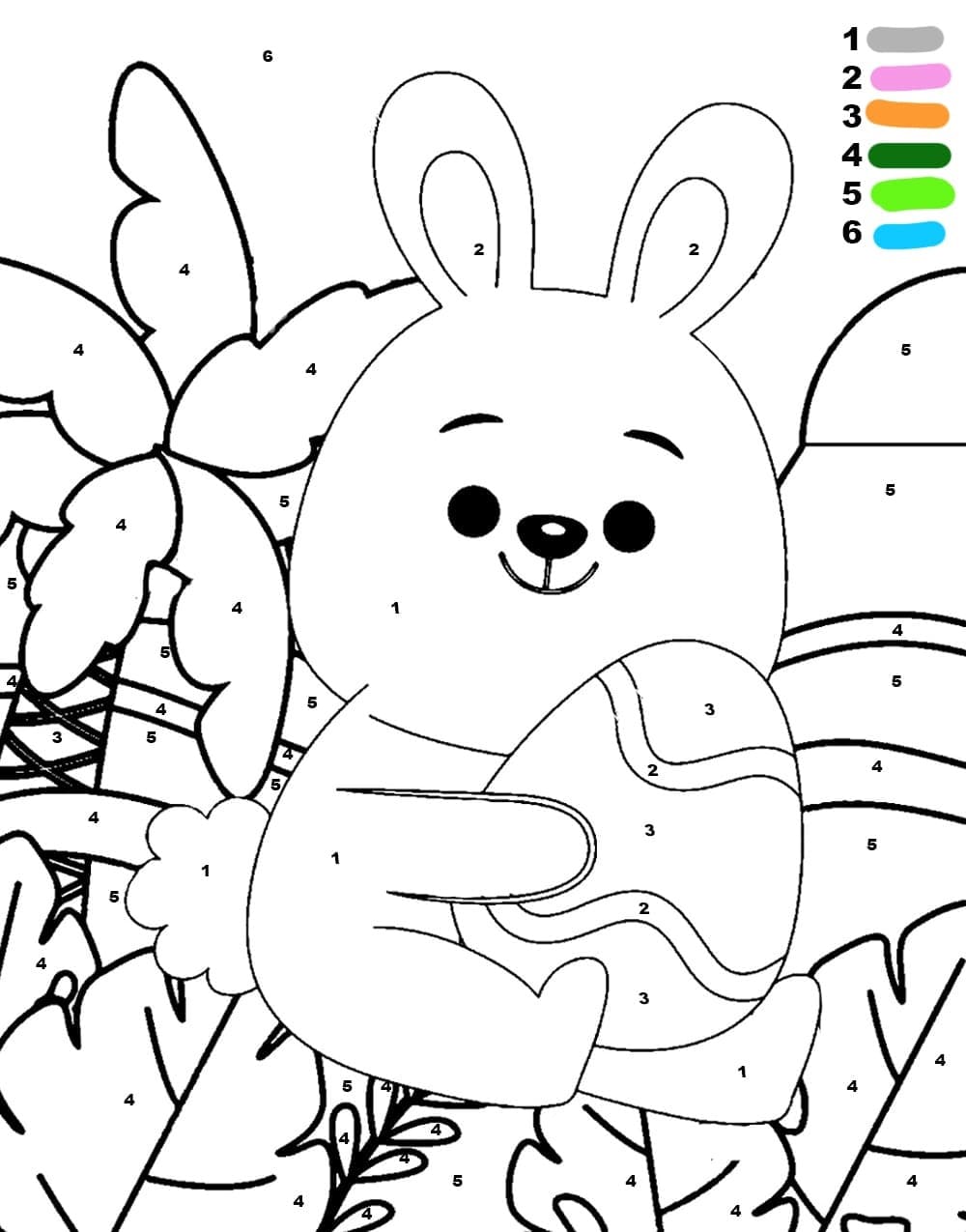 Bunny and Easter Egg Color By Number