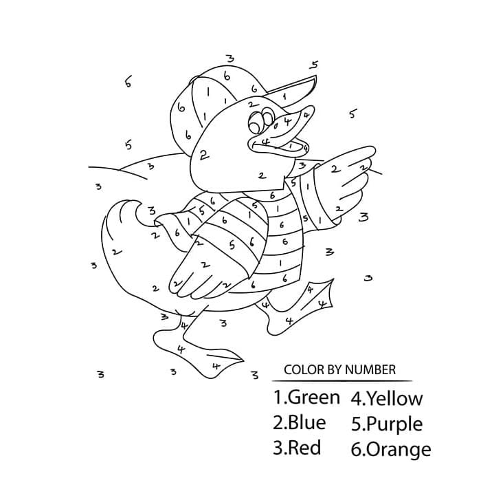 Cartoon Duck Color By Number