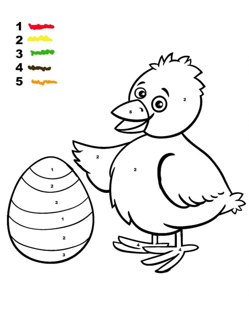 Chick and Easter Egg Color By Number