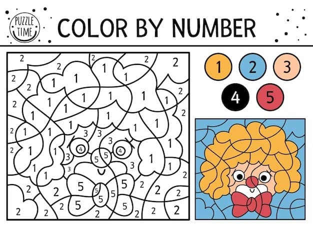 Cute Clown Color By Number