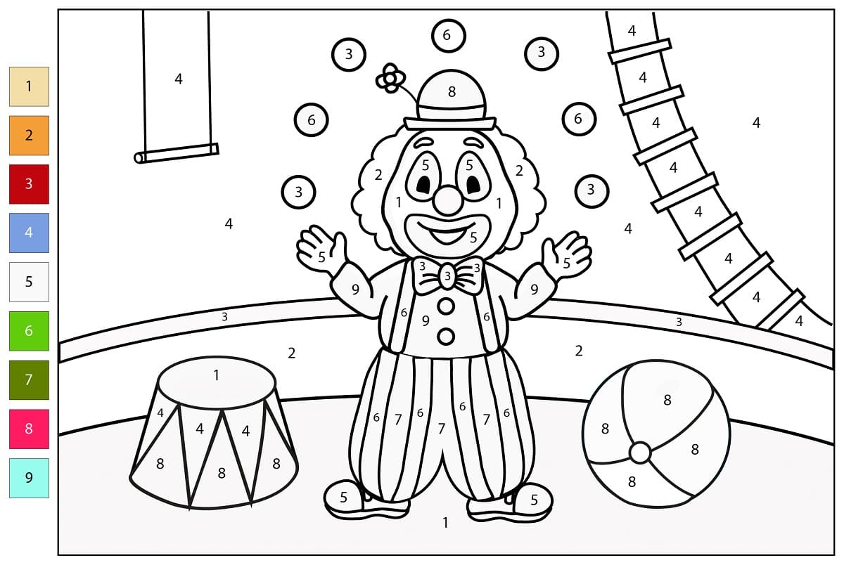 Free Printable Clown Color By Number